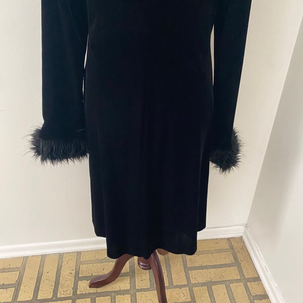 Vintage Betsey Johnson Velvet Floral Faux Fur Duster Jacket - Picture 12 of 13